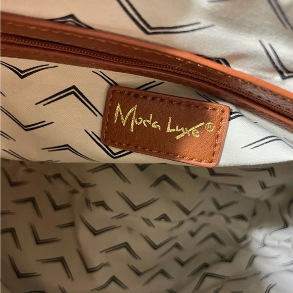 Moda Luxe Cognac Braided-Trim Shoulder Hobo - Picture 4 of 9